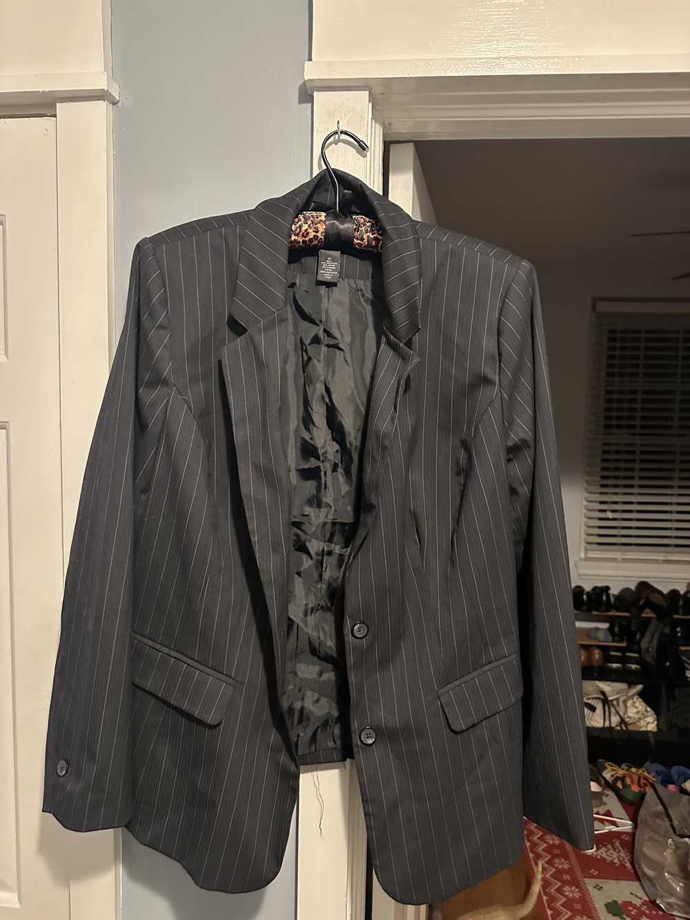 Lane Bryant Black And Charcoal Pinstripe Blazer